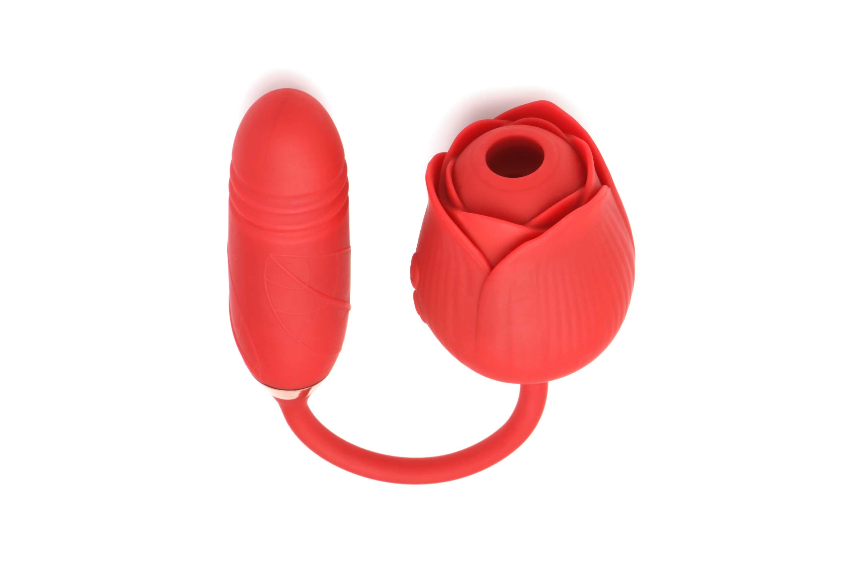 Bloomgasm Romping Rose Suction and Thrusting Vibrator - Red