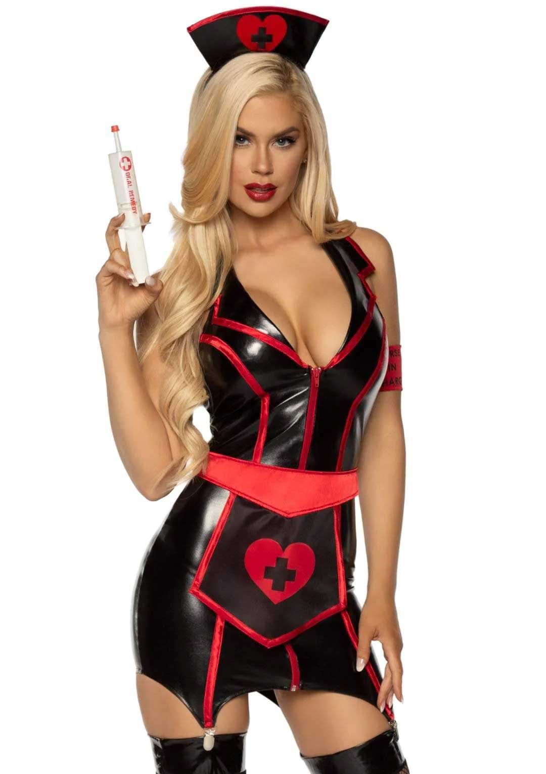 "Naughty Nurse Costume - Medium - Black/red LA-86926BLKM"