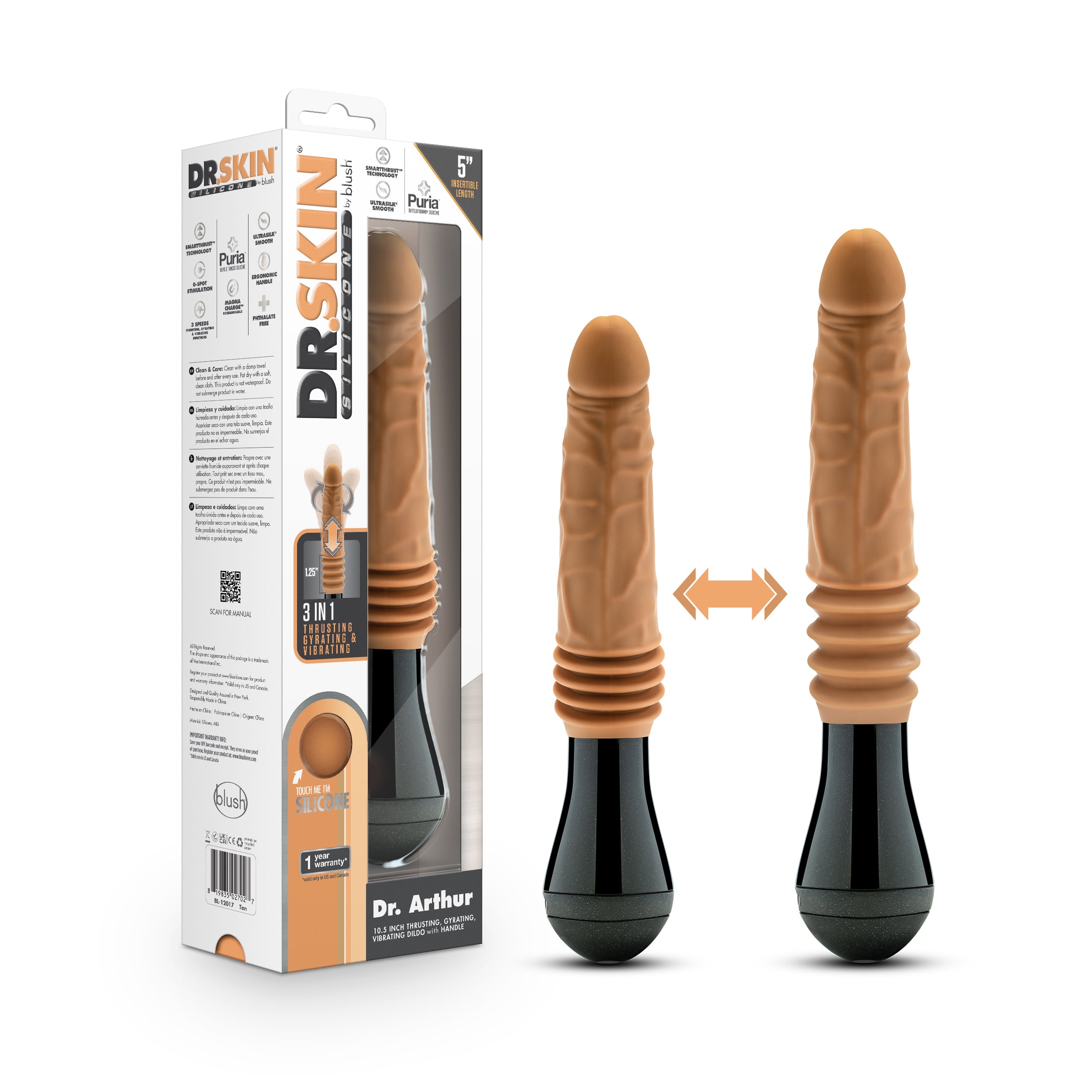 Dr. Skin Silicone - Dr. Arthur - Thrusting Gyrating Vibrating Dildo