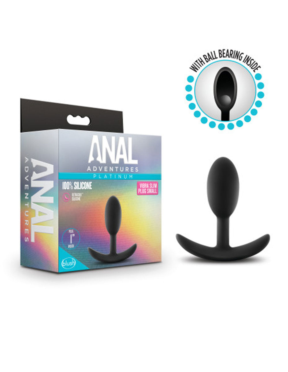 Anal Adventures - Platinum - Silicone Vibra Slim Plug -Medium - Black