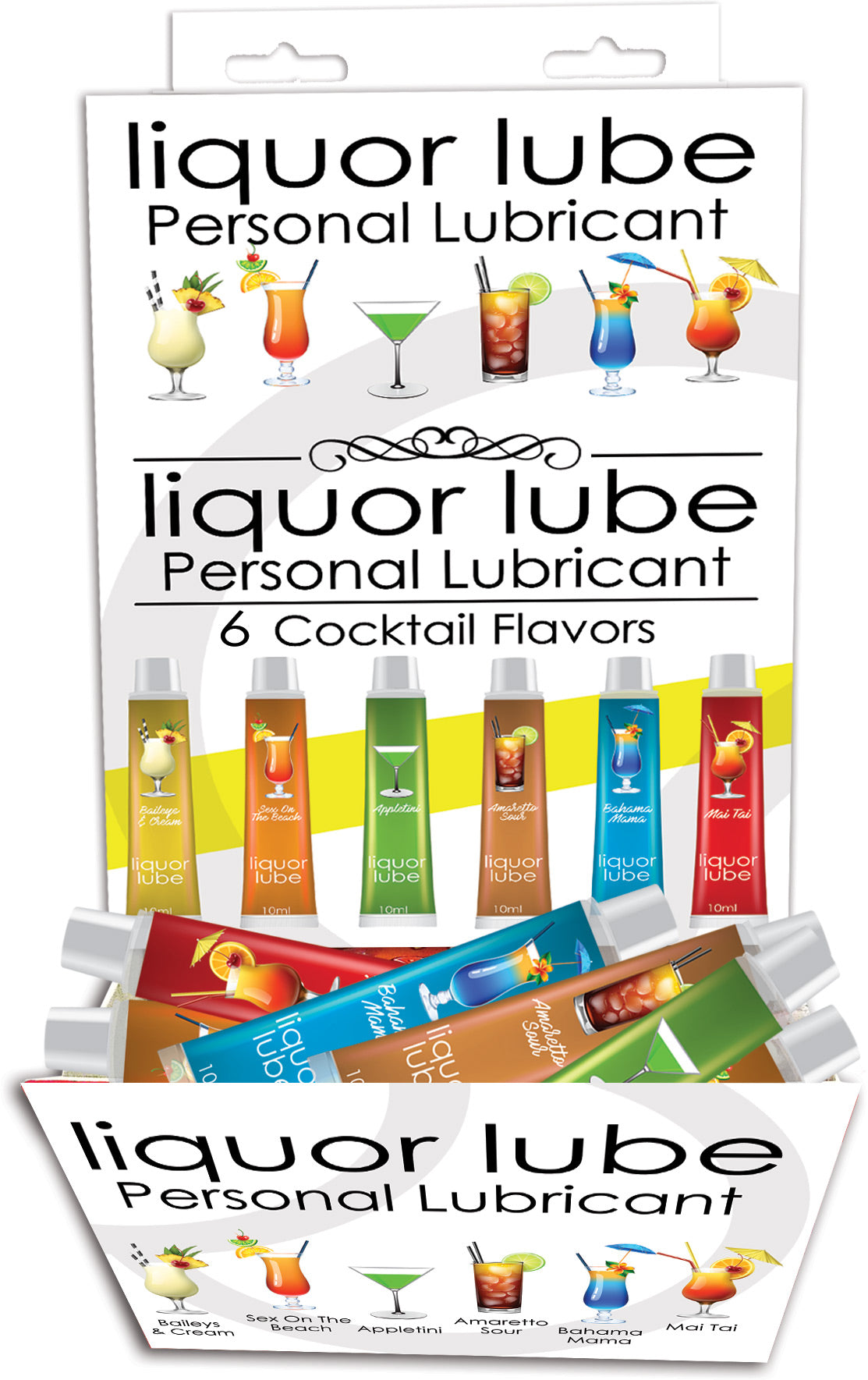 "Liquor Lube Assorted Flavors 72 Pcs Display - Display - 6 Cocktail Flavors - 10ml Tubes HTP2649D"