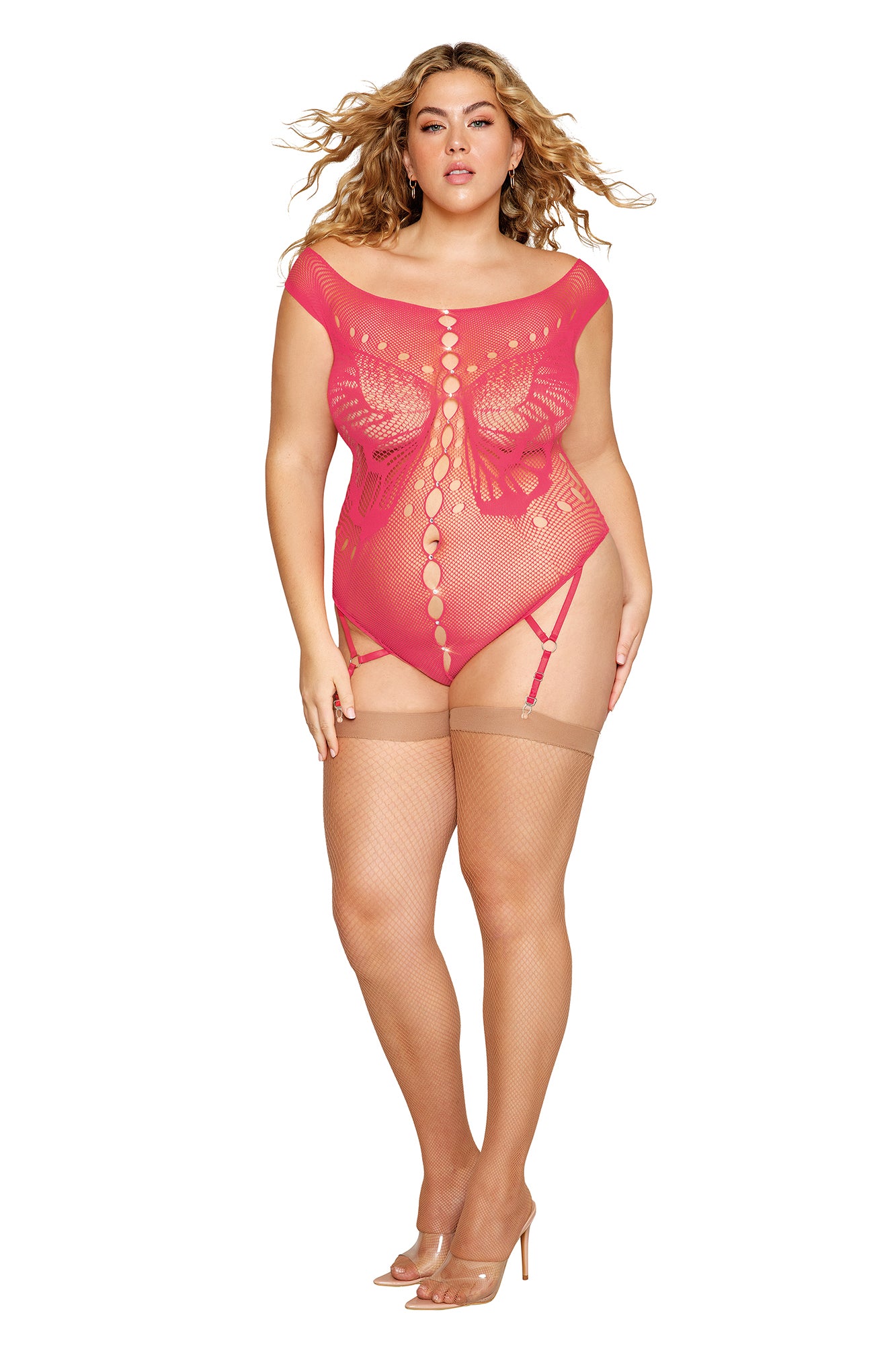 "Garter Teddy - Queen Size - Watermelon DG-13413XWATQ"