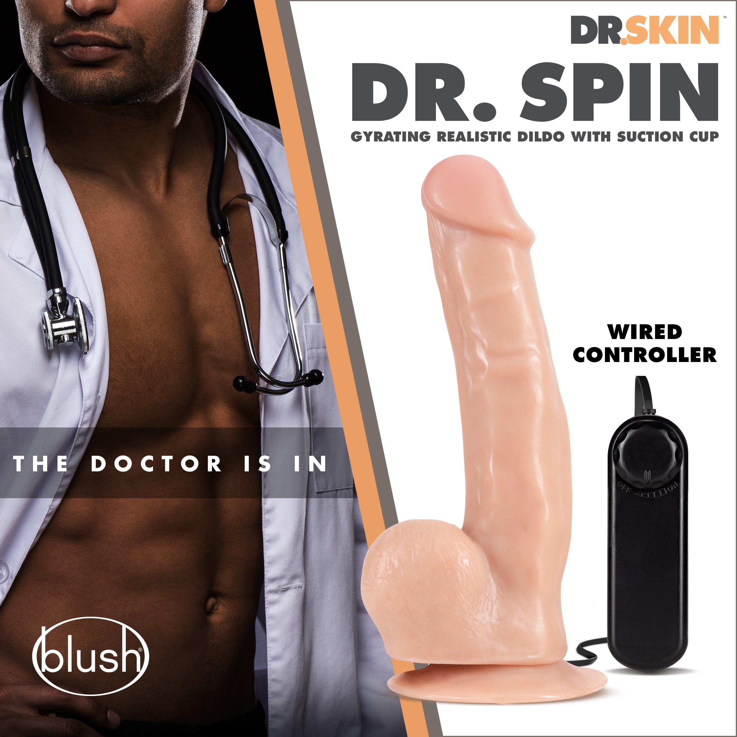 Dr. Skin - Dr. Spin - 8.5 Inch Gyrating Realistic Dildo