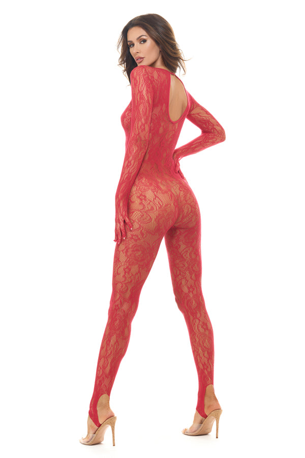 Split Up Lace Bodystocking - One Size