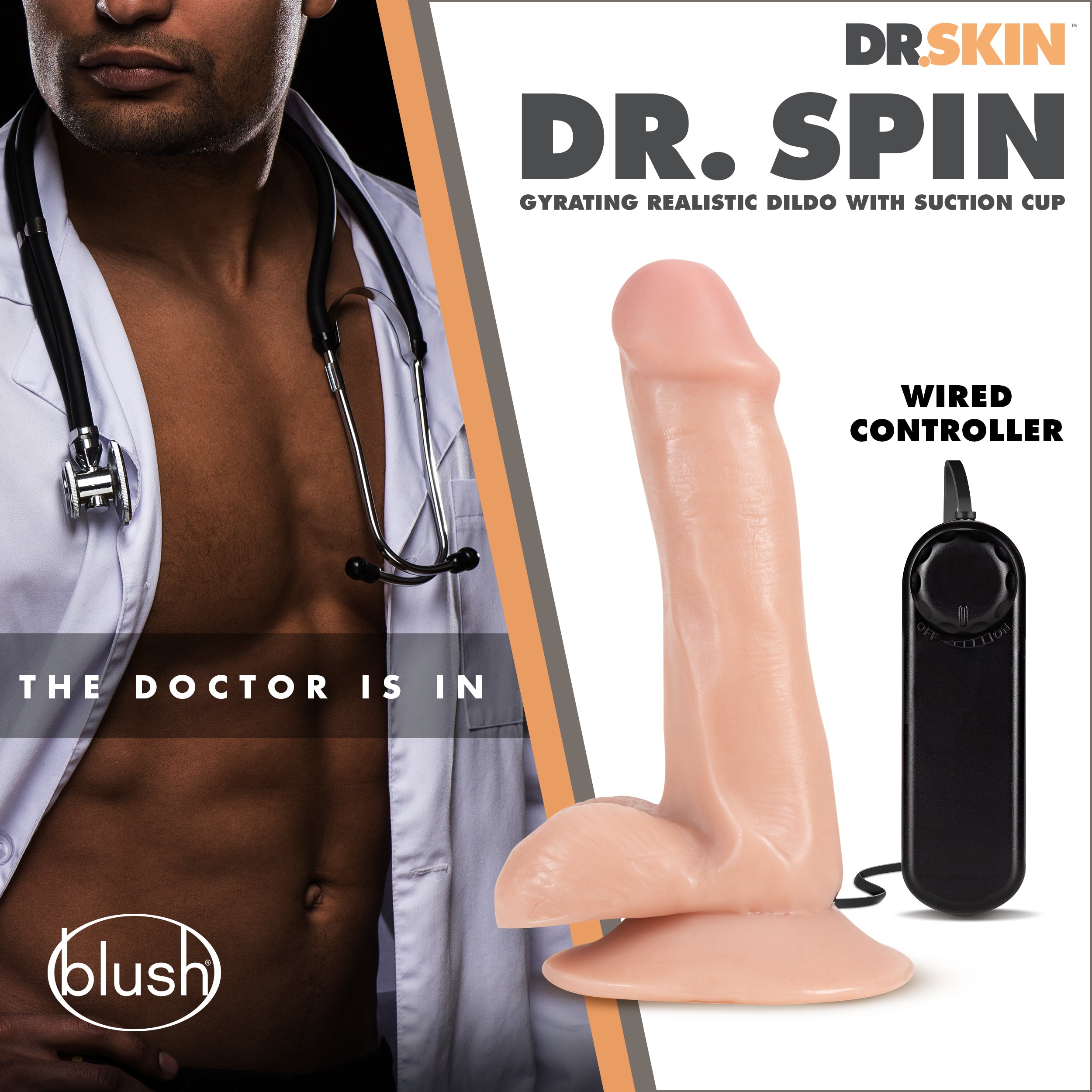 Dr. Skin - Dr. Spin - 6 Inch Gyrating Realistic Dildo