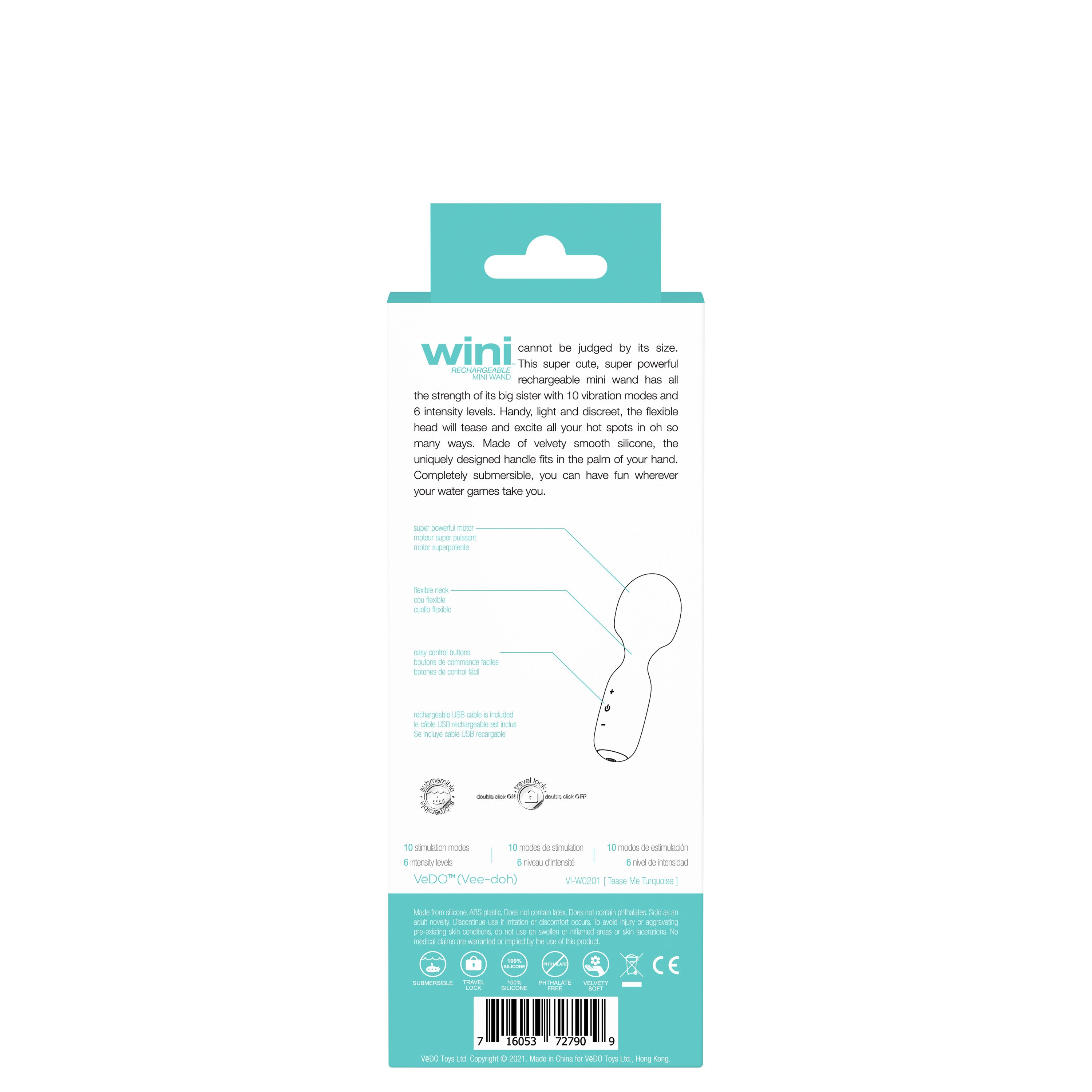 Wini Rechargeable Mini Wand - Turquoise