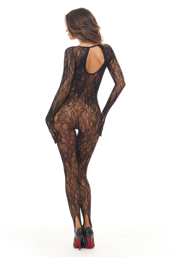 Split Up Lace Bodystocking - One Size