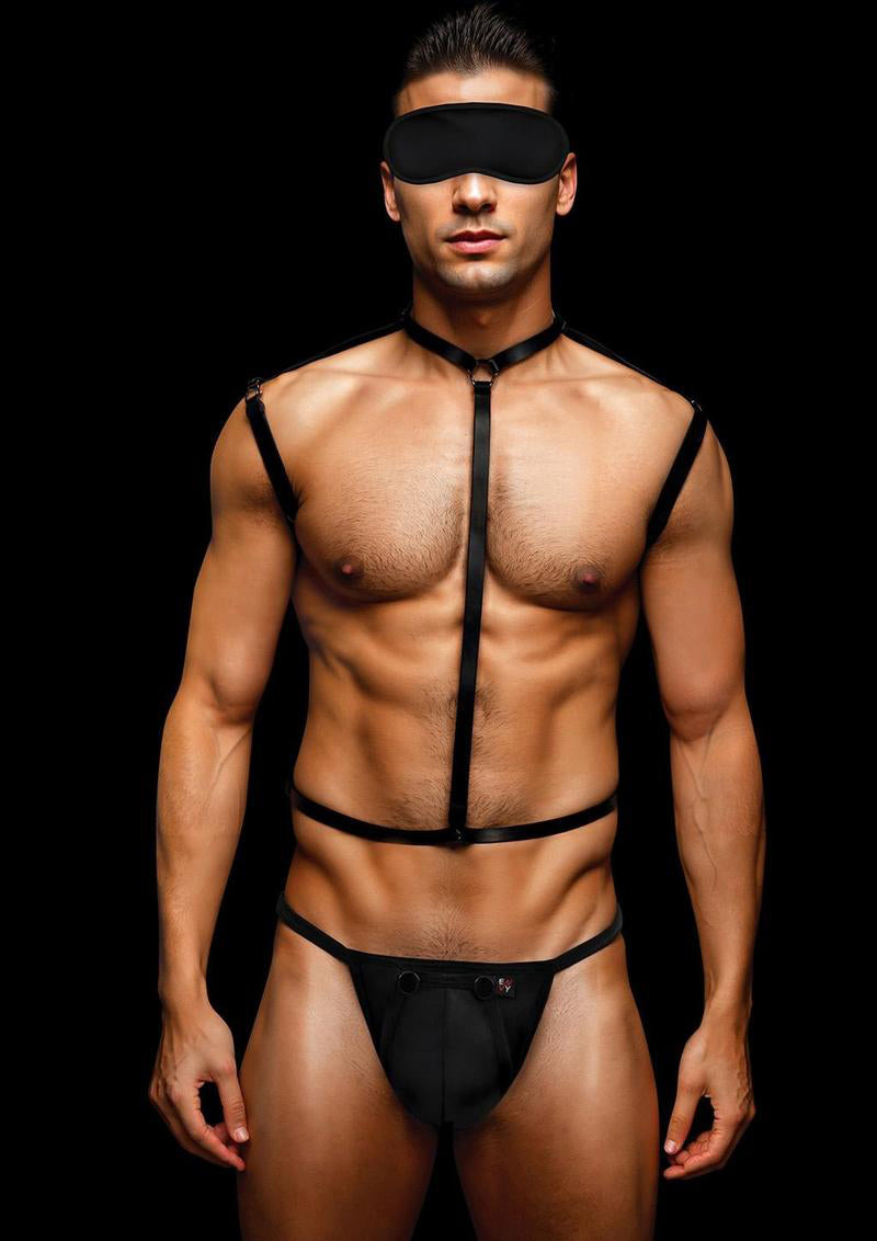 "Envy 3 Pc Wet Look Chest Harness - Large/xlarge - Black EV-BLEC13BKLXL"